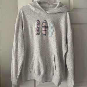 Hollister Light Gray Hoodie with Surfboard Graphics